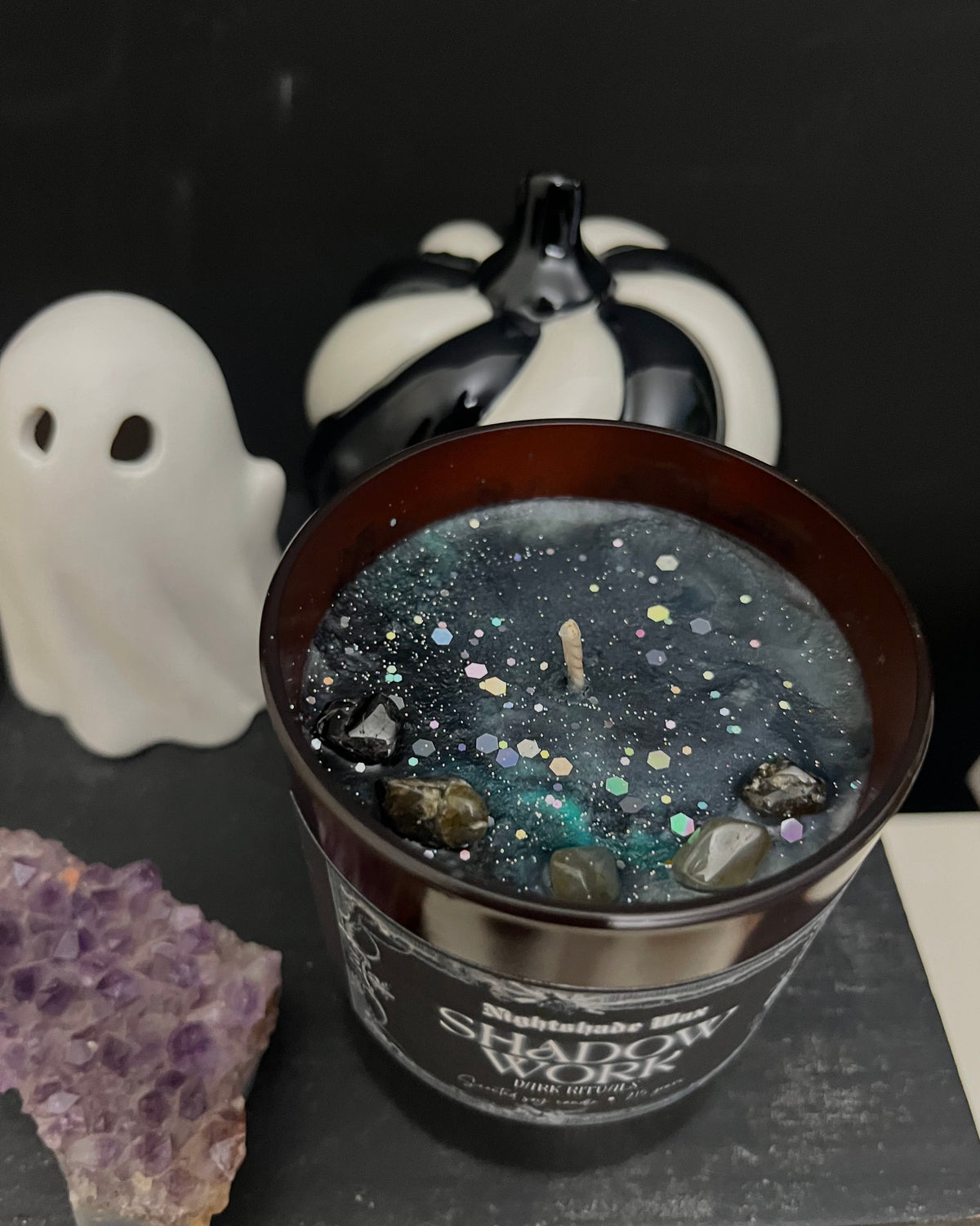 🆕 SHADOW WORK • Dark Rituals Crystal geurkaars